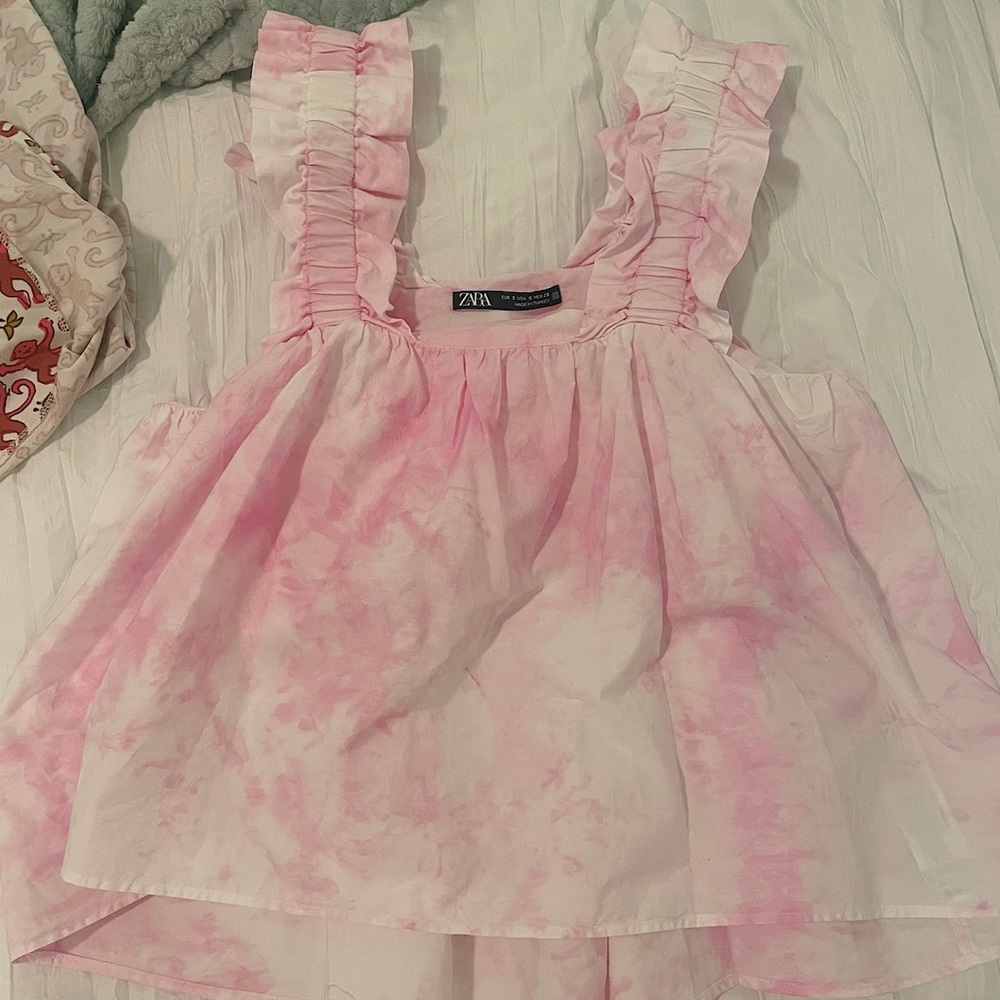 Zara Pink Poplin Top Size Small